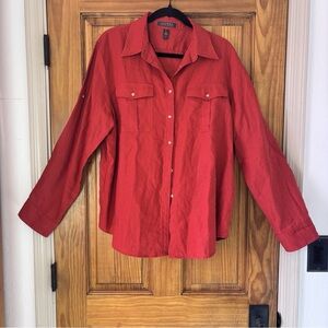 Ralph Lauren Red Button-Up Women's Top XL